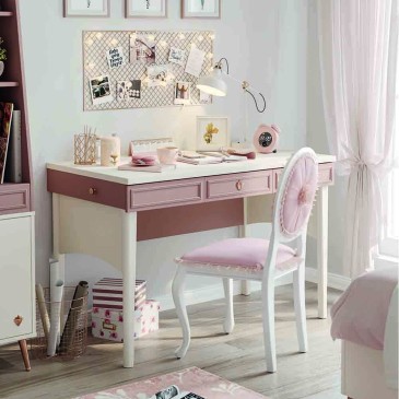 Elegance Desk in White and Pink Laminate with or without front panel