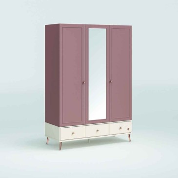 Wardrobe with Yakut sliding doors, white for a little girl's room