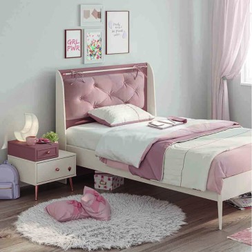 Yakut sängbord i vitt och rosa laminat, med 2 lådor. För liten flicka