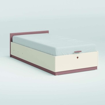 Yakut bed with container with pink tufted headboard, for girls