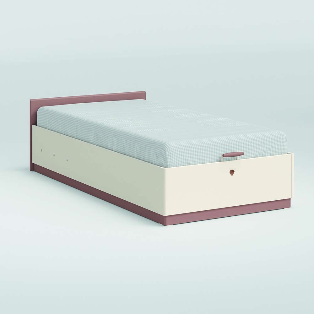Yakut säng med behållare med rosa tuftad sänggavel, för tjejer