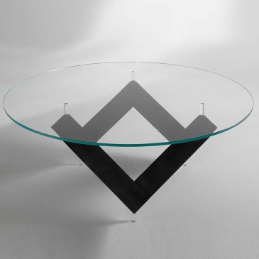 Albedo design W pyöreä pöytä lämpökäsitellyllä puisella alustalla ja lasi- tai marmorilevyllä