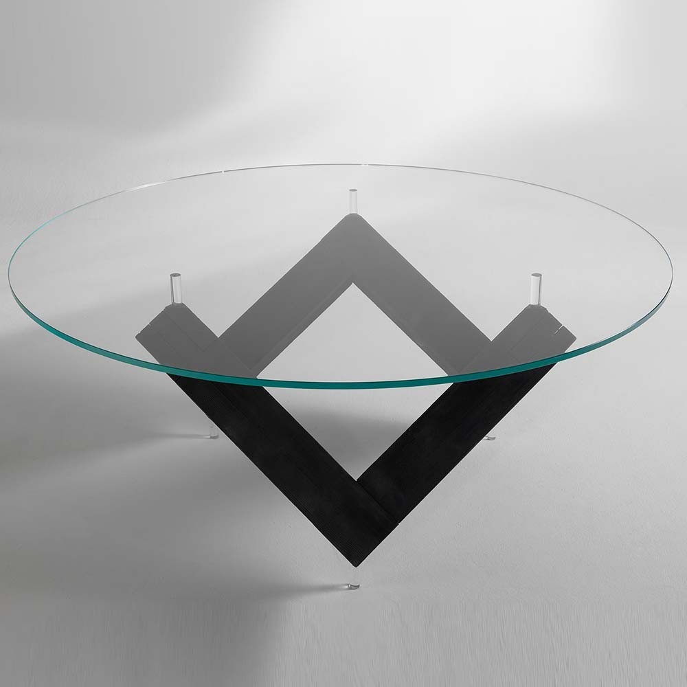 Albedo design round table W in wood and glass | kasa-store