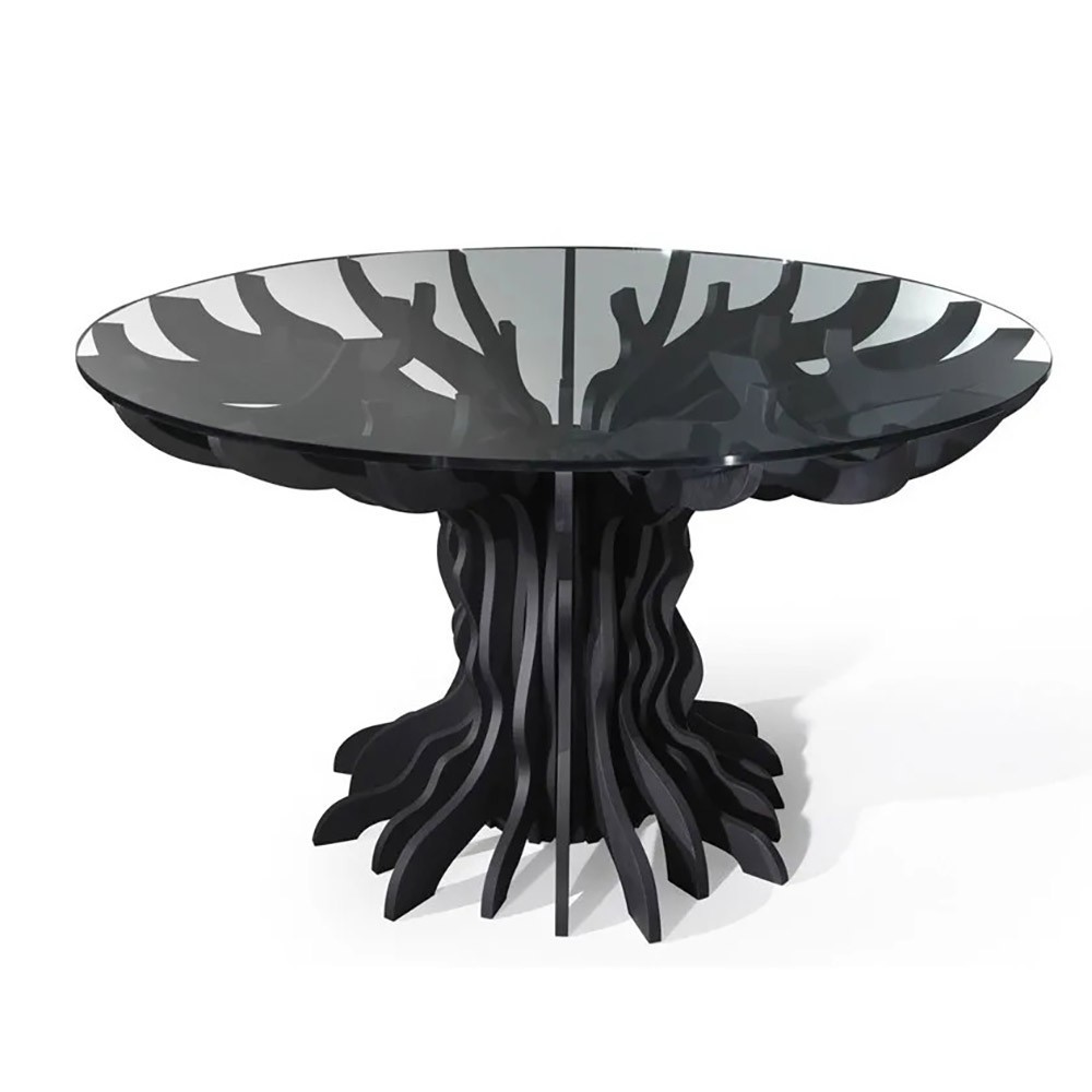 Mesa Tale de diseño Albedo en madera de abedul y cristal | kasa-store