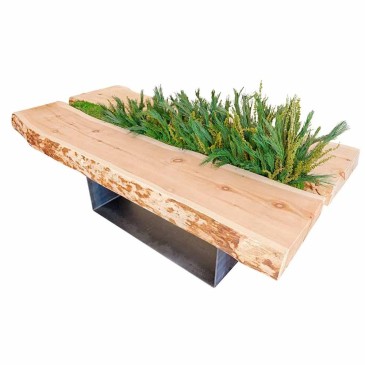 Linfadecor Cirmolo tavolo legno con piante stabilizzate