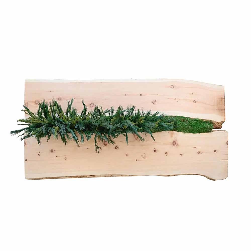 Linfadecor em madeira de pinho suíço com plantas estabilizadas | kasa-store