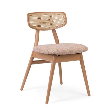 Cadeira Fenabel Malin de madeira com encosto de vime | kasa-store