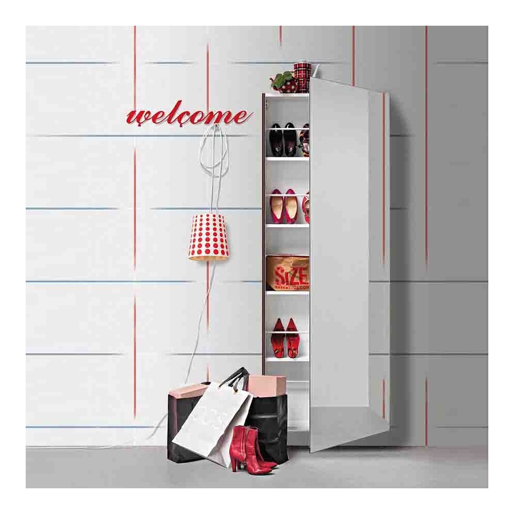 Birex Welcome suspended shoe rack with mirrored door | kasa-store