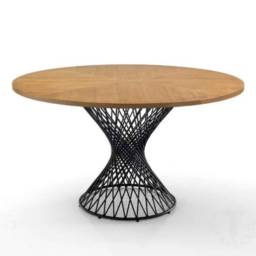 Tomasucci tavolo rotondo Clew con struttura in metallo e piano in MDF