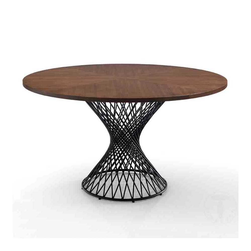 tomasucci clew tavolo rotondo in metallo e legno noce