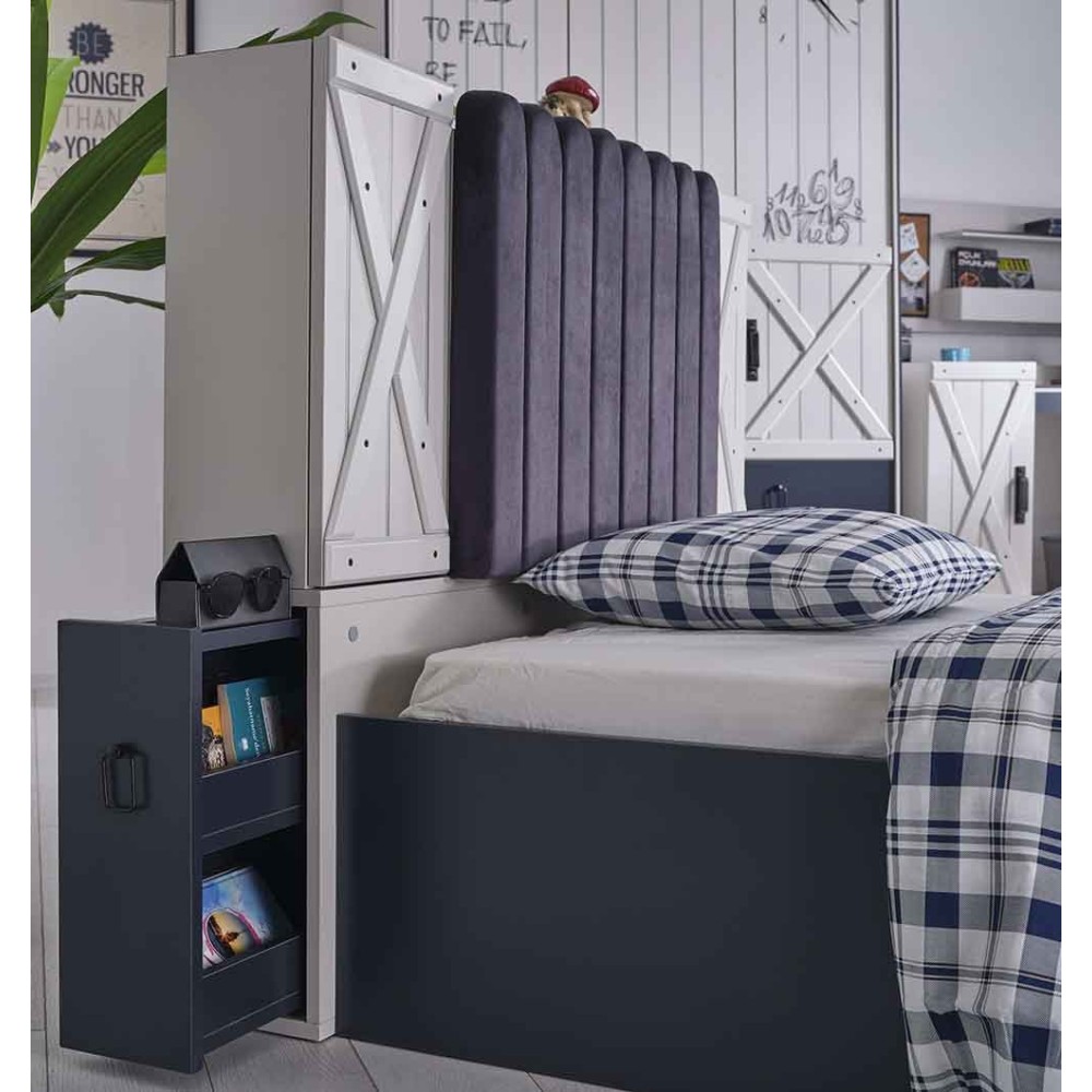 Μονό κρεβάτι με σχέδιο σε σχήμα καλοκαιρινής καμπίνας | kasa-store