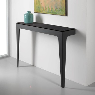 Pezzani Bridge console with steel structure and glass top