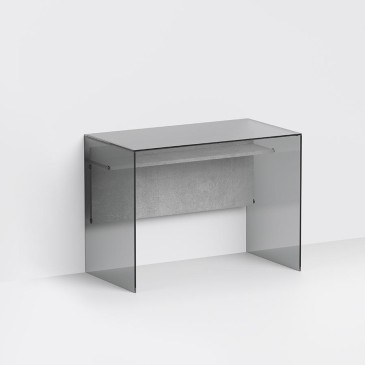 Pezzani Scriba desk with tempered glass structure and laminate shelf