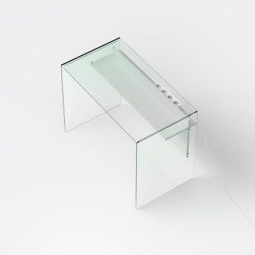 Pezzani Scriba desk in transparent or smoked glass | kasa-store