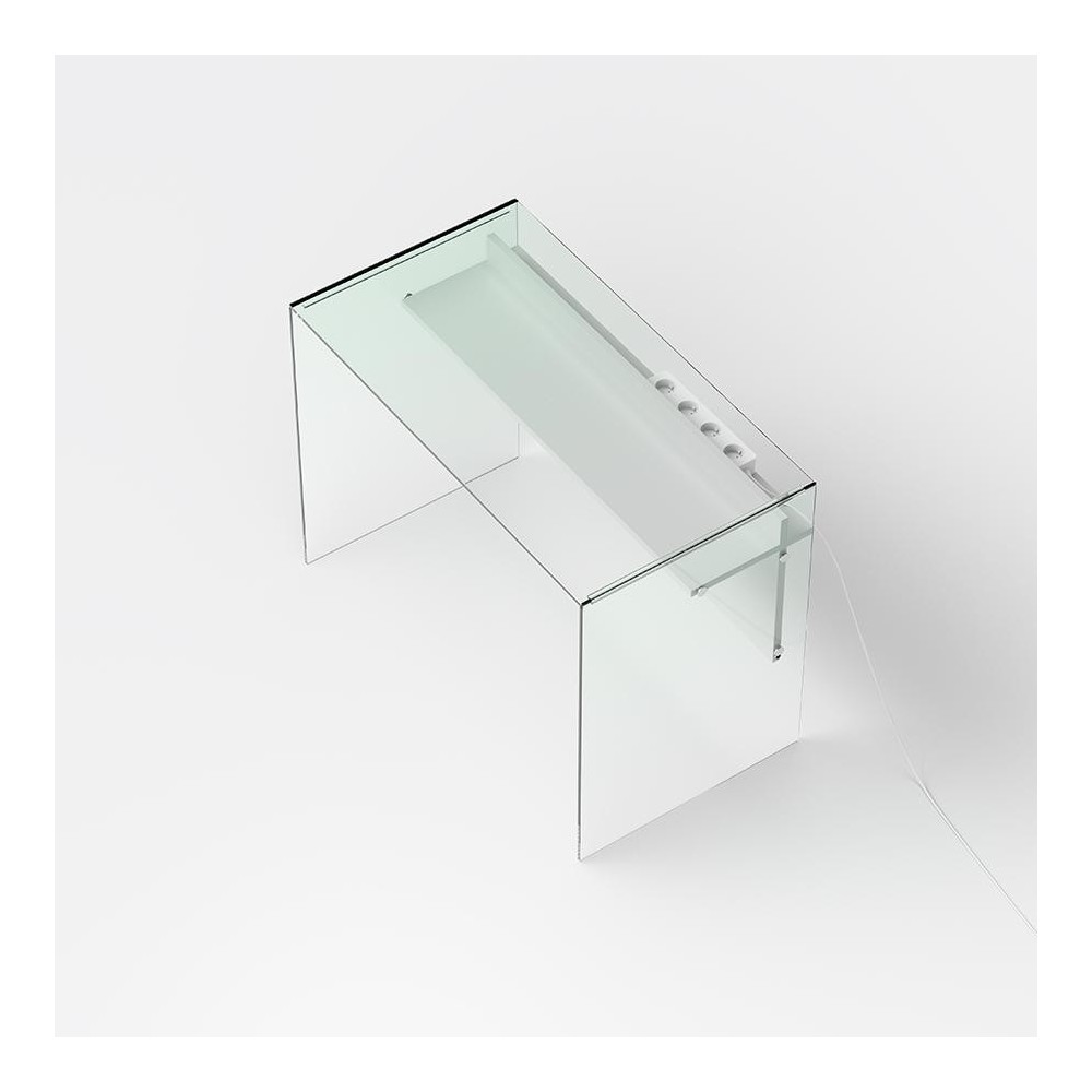 Pezzani Scriba skrivebord i gennemsigtigt eller røget glas | kasa-store