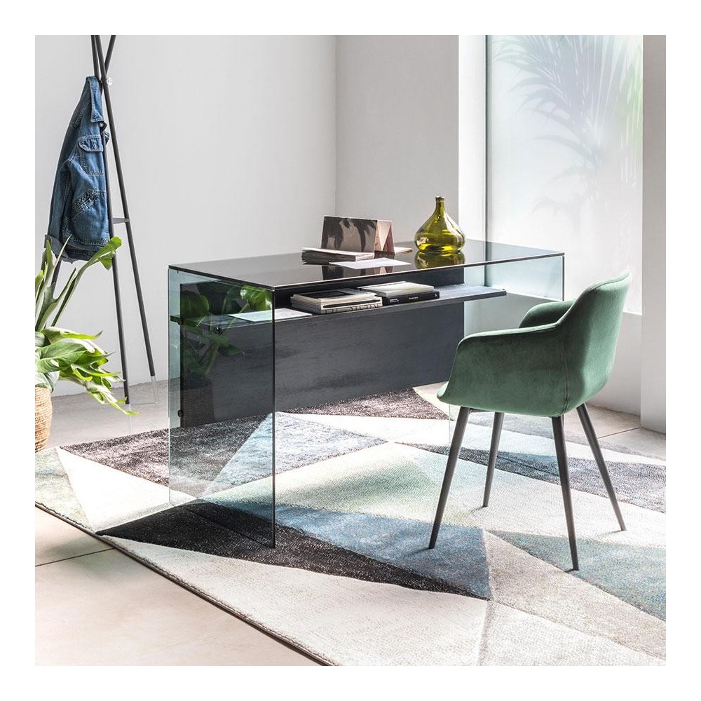 Pezzani Scriba Schreibtisch aus transparentem oder geräuchertem Glas | kasa-store