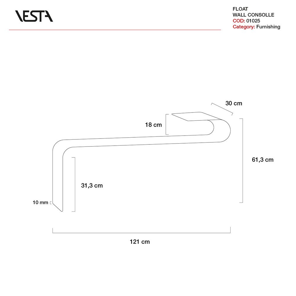 Vesta Float transparent väggkonsol i plexiglas | kasa-store