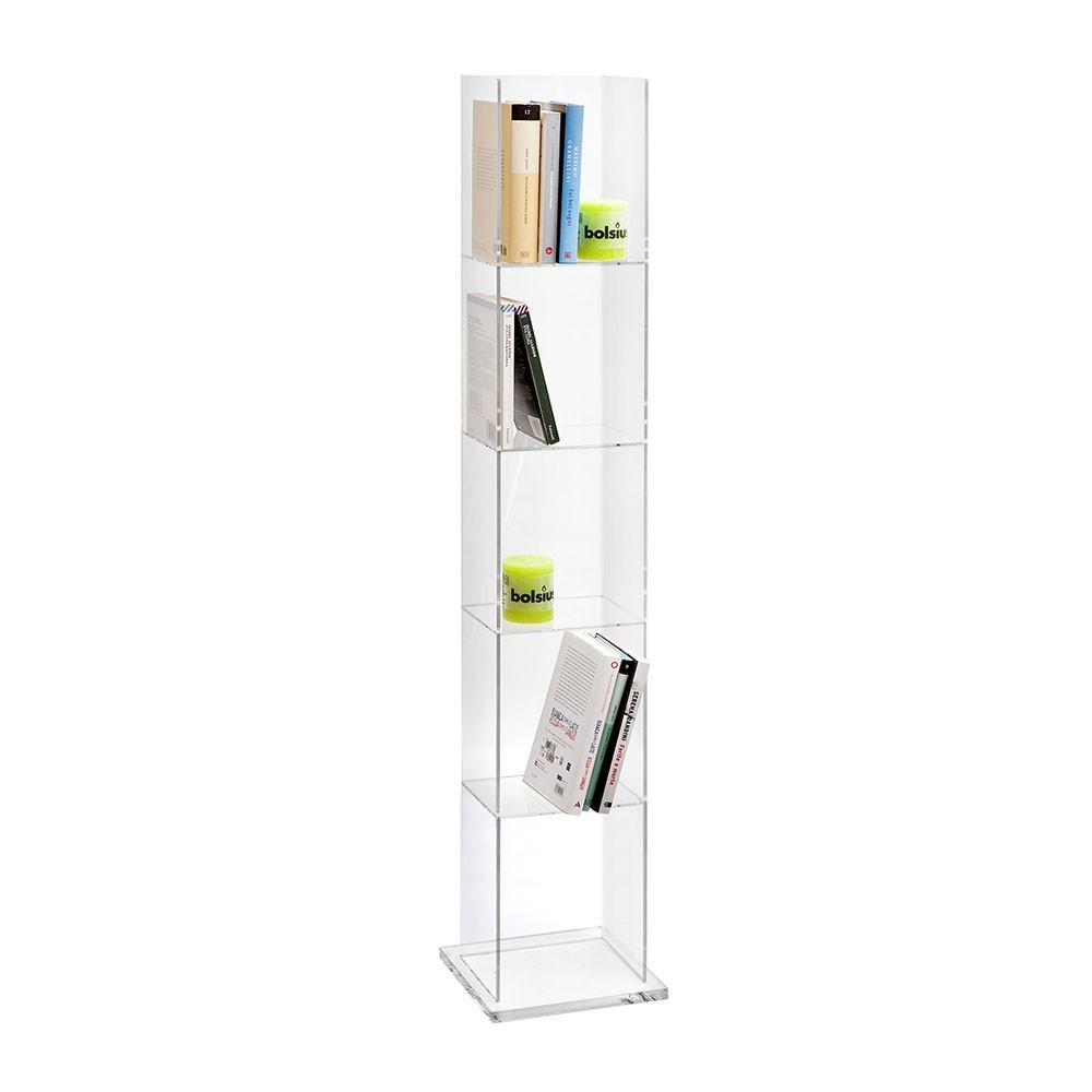 Vesta Book Tower boekenkast van plexiglas op de vloer | kasa-store
