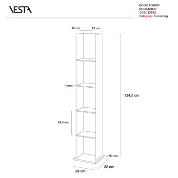 Vesta Book Tower pleksilattia kirjahylly | kasa-store