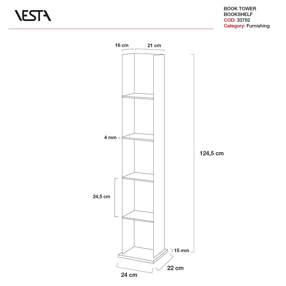 Vesta Book Tower boekenkast van plexiglas op de vloer | kasa-store