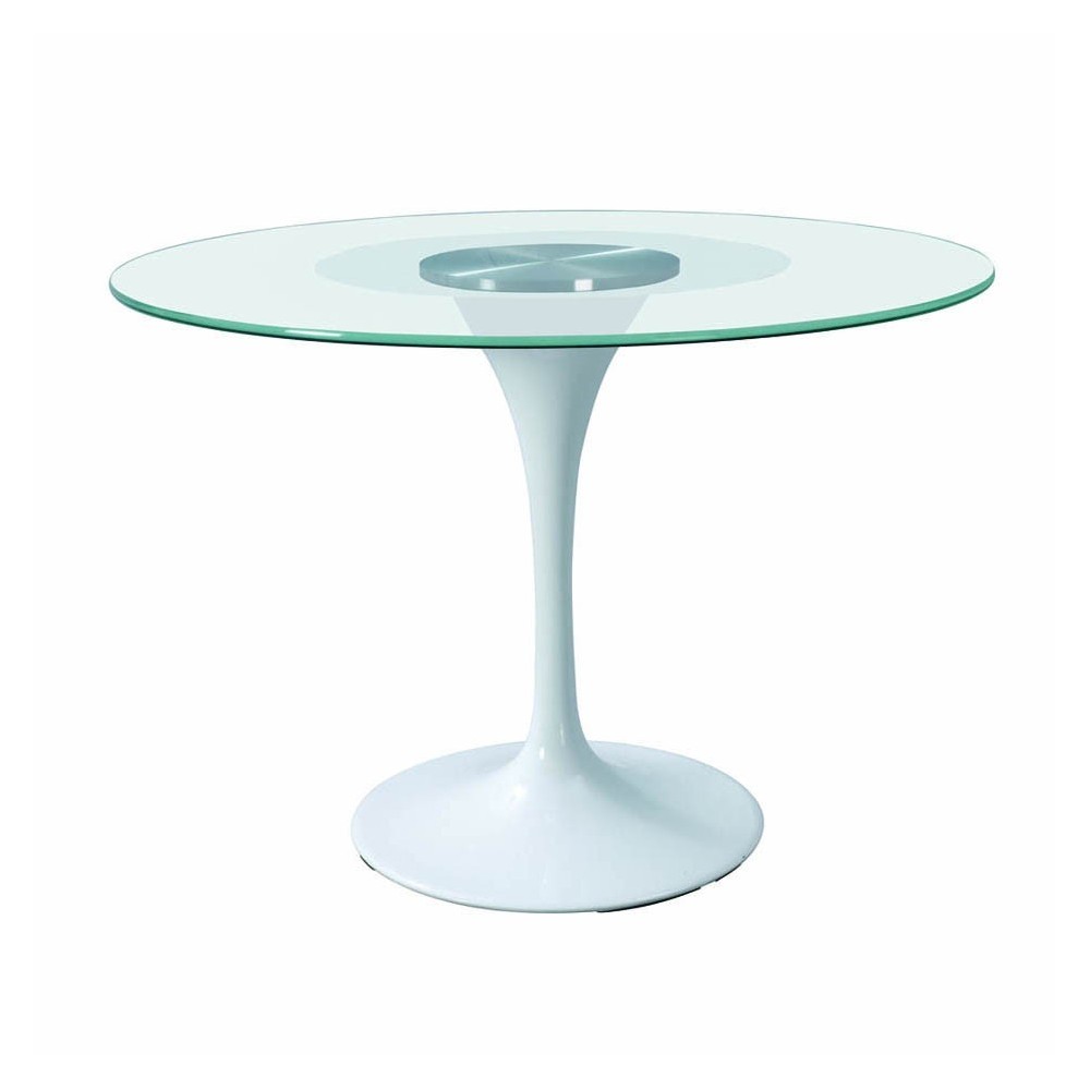 Round table similar to Tulip with glass top. Three different sizes.