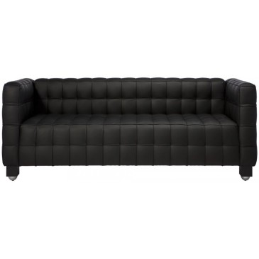 Re-edition of the Kubus Sofa by Josef Hoffmann in genuine Italian two and three seater leather