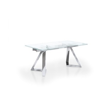 Extendable glass table with chrome base Kasa-Store