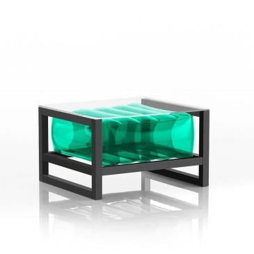 Table basse Mojow Yoko Eko en polyuréthane thermoplastique et plateau en plexiglas