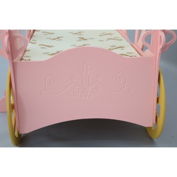 Wagenförmiges Bett in MDF für Mädchen mit Bettgestell und Matratze Mod PRINCESS CARRIAGE