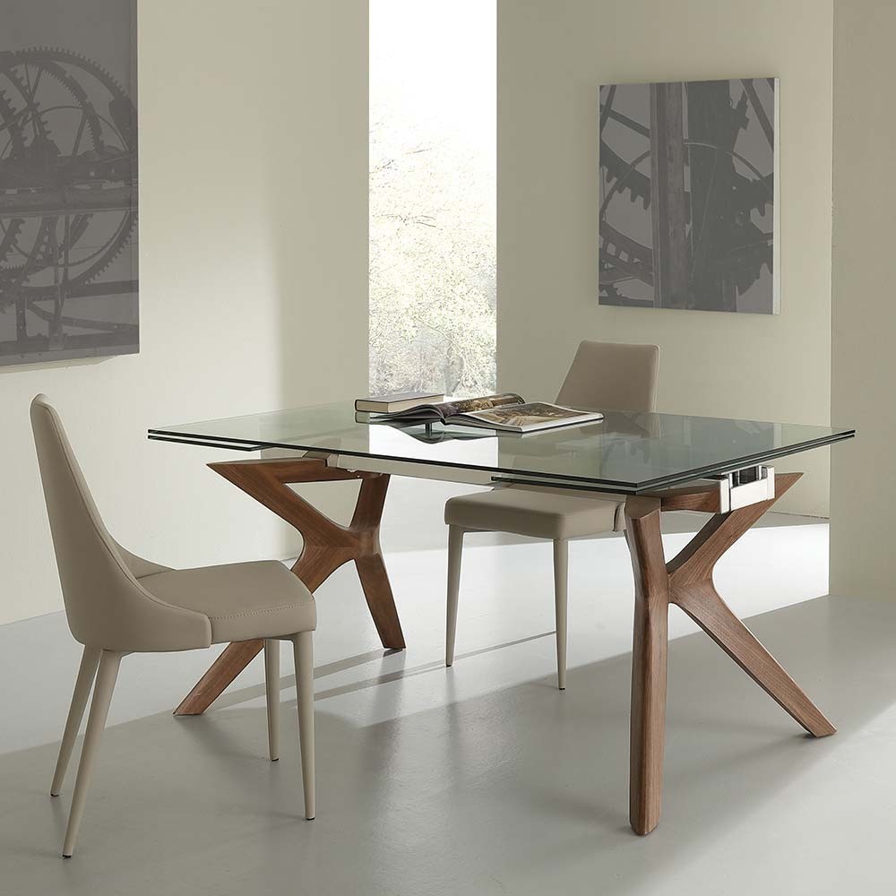 La Seggiola Palladio ausziehbarer Tisch aus Holz und Glas | kasa-store