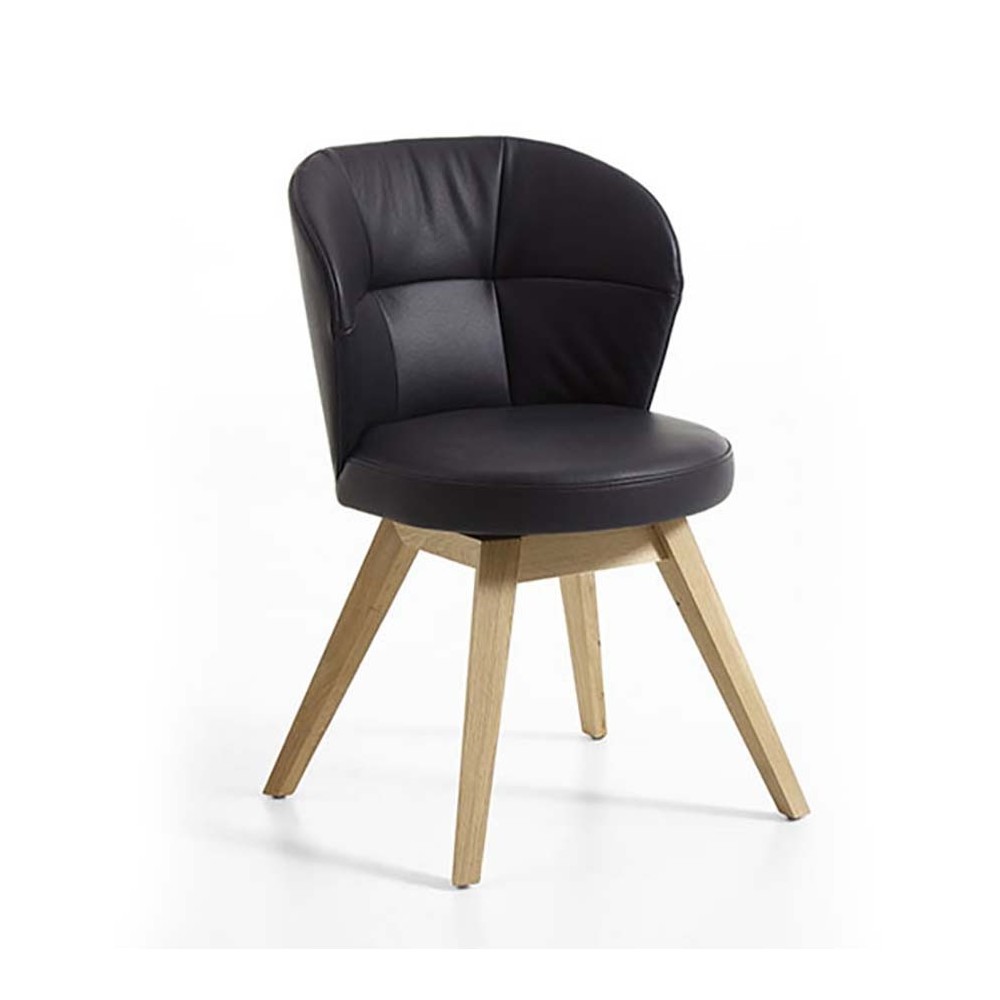 Chaise en bois Hartmann Romy avec revêtement en cuir | kasa-store