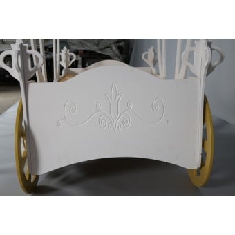 Carriage-shaped bed in mdf for girls with bed base and mattress mod PRINCESS CARRIAGE