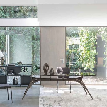 Τραπέζι Pezzani Eiffel με ατσάλινη βάση και γυάλινη επιφάνεια | kasa-store