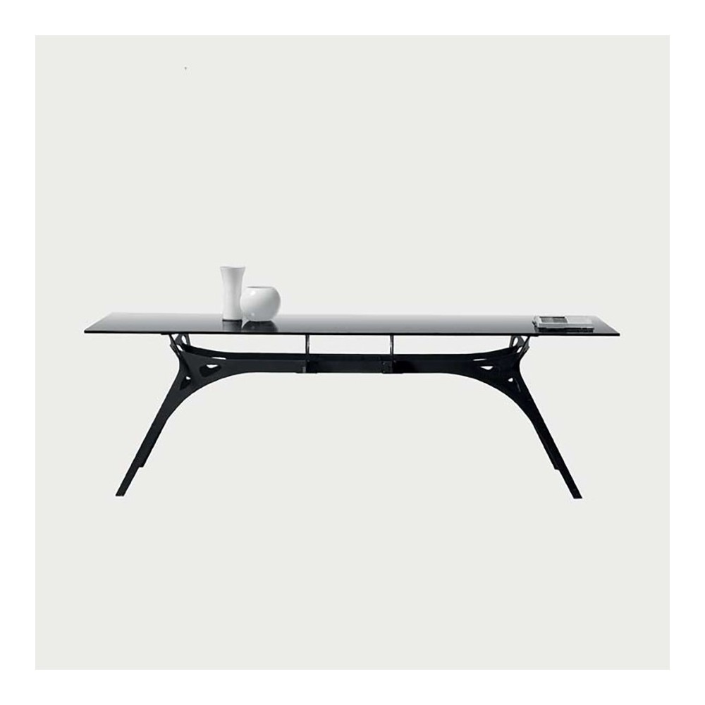 Pezzani Eiffel table with steel base and glass top | kasa-store