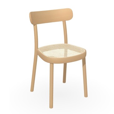 Cadeira Ton La Zitta de madeira forrada com palha vienense | kasa-store