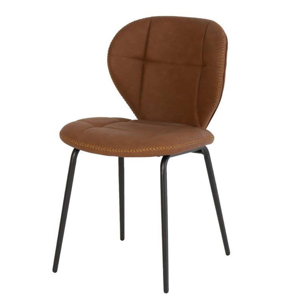 2 sillas de comedor de piel sintética efecto vintage y acero
