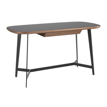Angel Cerdà desk with black glass for home office | kasa-store