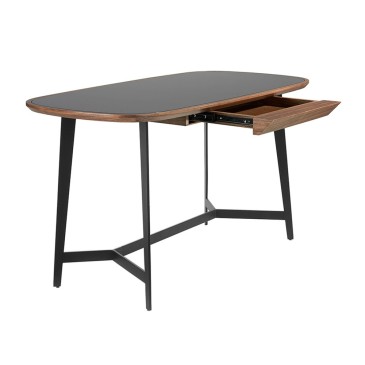 Angel Cerdà desk with black glass for home office | kasa-store