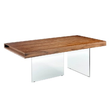 Angel Cerdà table 1028 in wood and tempered glass | kasa-store
