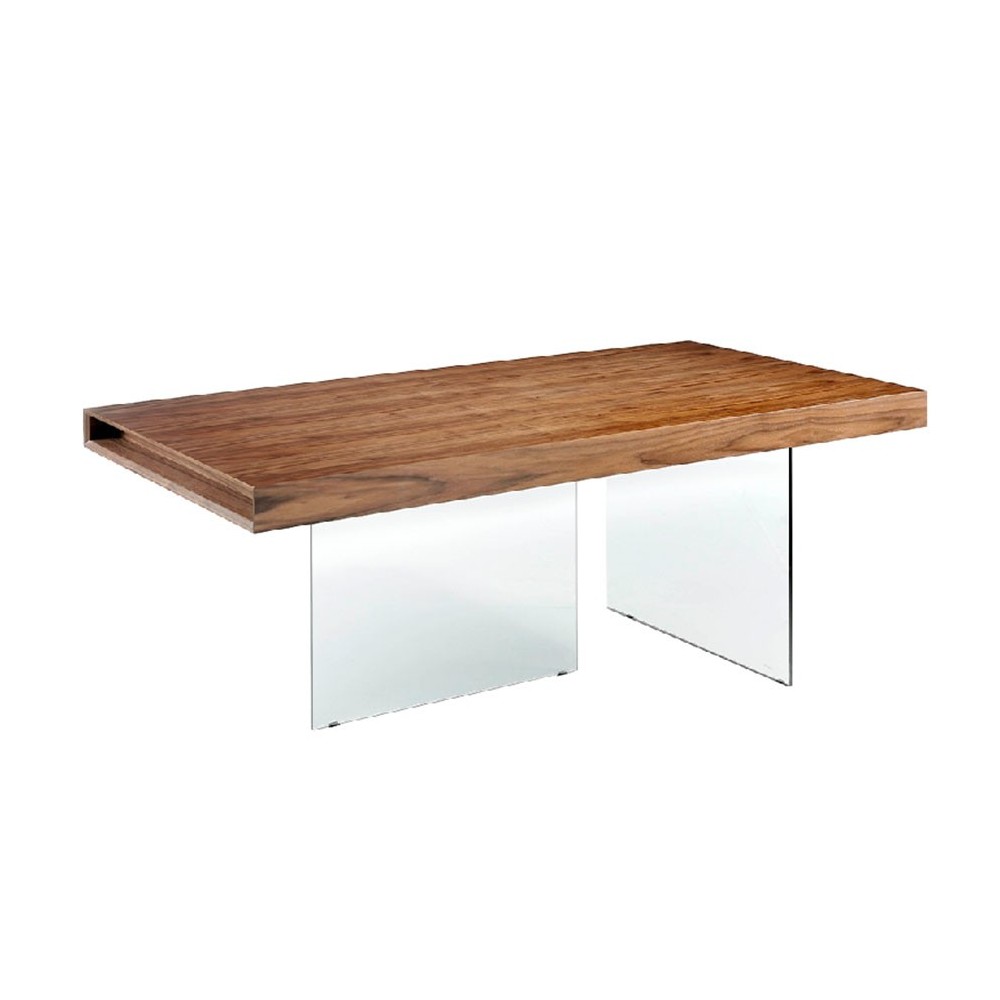 Angel Cerdà tafel 1028 in hout en gehard glas | kasa-store