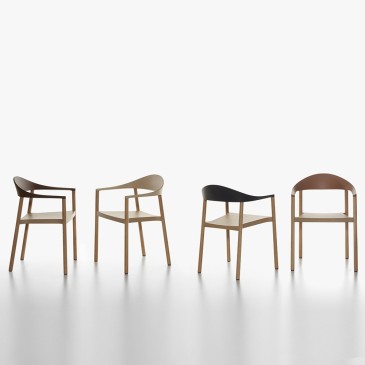 Conjunto Plank Monza de 2 cadeiras de madeira com braços | kasa-store