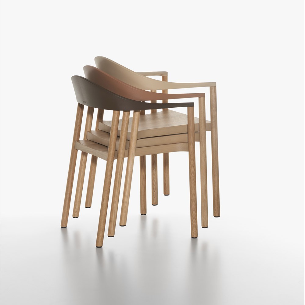 Plank Monza set van 2 houten stoelen met armleuningen | kasa-store
