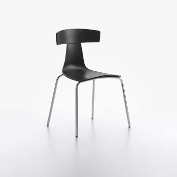 Plank Remo Juego de 2 sillas de plástico con carcasa de polipropileno y estructura de metal pintado o cromado