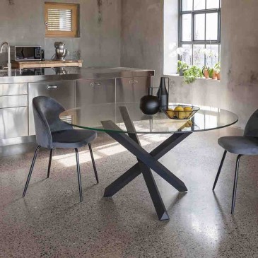 La Seggiola Lapis runder Tisch mit Platte aus gehärtetem Glas