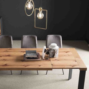 Oliver uitschuifbare tafel met houten blad | Kasa-winkel