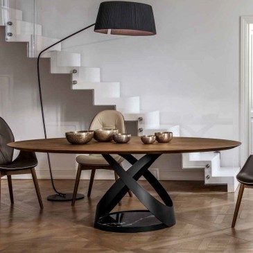 Tonin Casa Capri ovaler Tisch mit Holzplatte | kasa-store