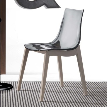 La Seggiola Orbital Wood set of two chairs with beech structure and acrylic shell