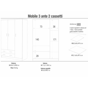 Mobile a 3 ante e 2 cassetti di Sarmog | Kasa-store