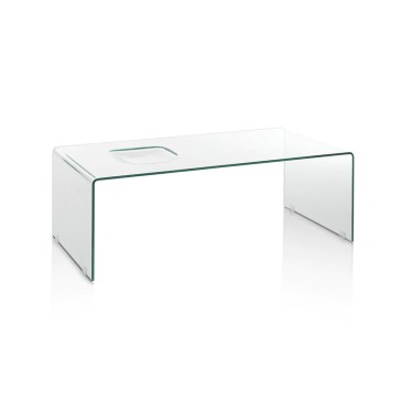 Mesa de centro baixa em vidro curvo temperado | kasa-store