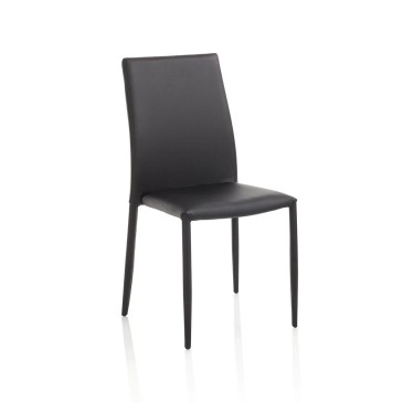 Conjunto de 4 cadeiras Licra em metal e revestidas em imitação de couro